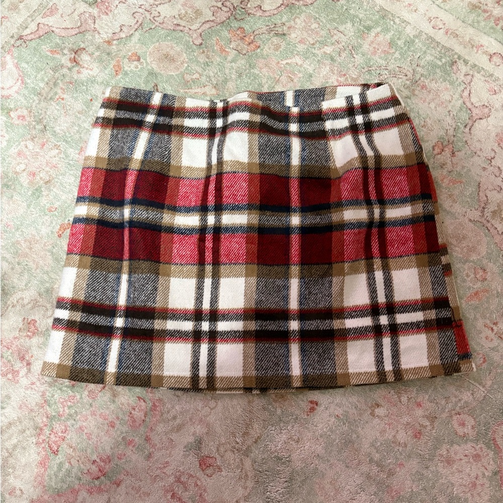 Elegant Plaid Pencil Skirt in Red and Brown